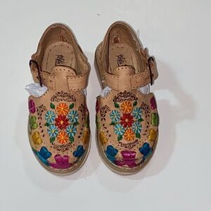 Handmade In Mexico Colorful Embroidered Kids Sandals Size USA 6C